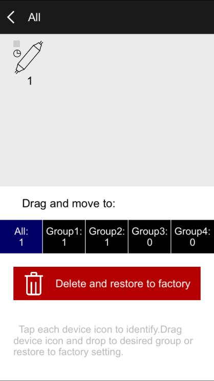 Setting Groups In the settings tab, select Device member and group to access the controller grouping menu. Each group of controllers can be controlled separately or together.
