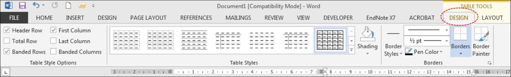 Click Table Tools << Design 3.