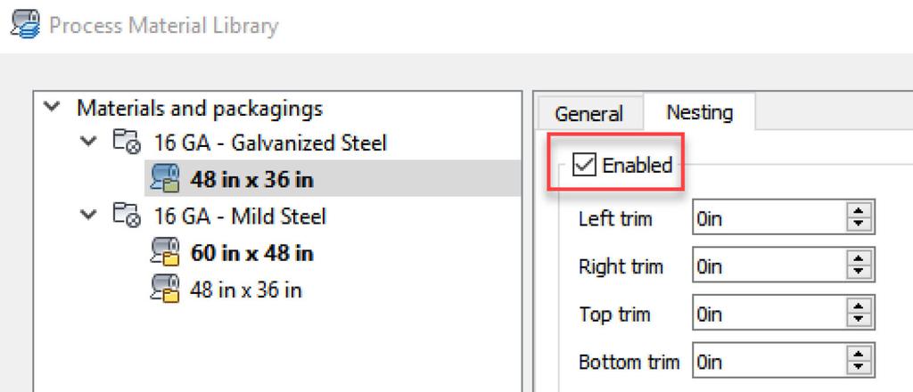 Creating and Managing Autodesk Inventor Nesting Utility Templates 6 Selecting a package and then the Nesting tab allows