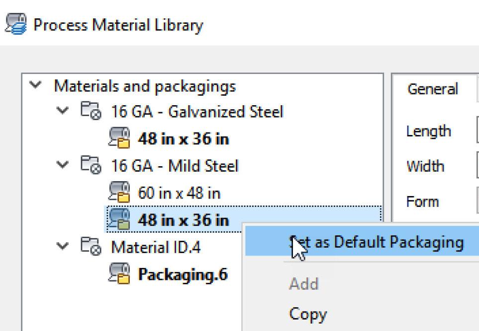 Under the Nesting tabs in both Material ID and Packaging, the material ID can be removed from the any nesting process by