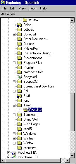 The following example shows the new Openlink folder