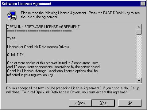 The Software License Agreement dialog