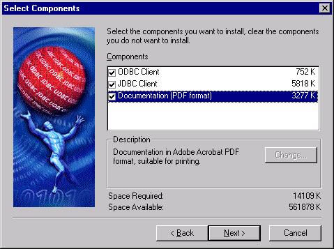 The Select Components dialog box displays.