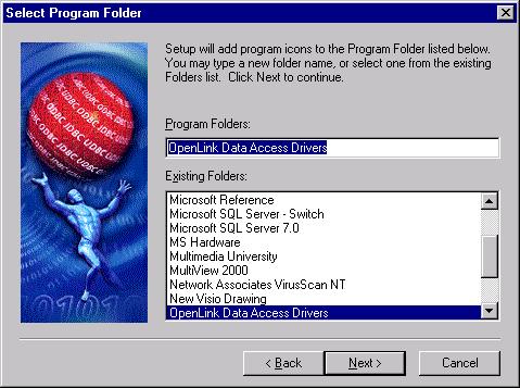 11. The Select Program Folder dialog box displays.