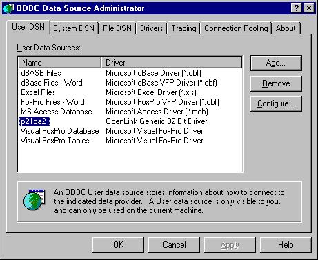 7. To end the configuration session, click OK on the Data Source Administrator dialog box. Click OK 