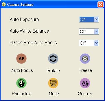 6.5 Camera Settings Control the live image via the Camera Settings interface.
