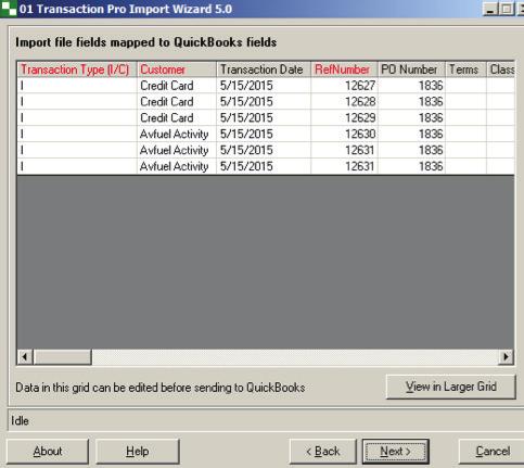 Any edits made at this screen will not be saved to the QuickBooks Export File you downloaded from the hub.
