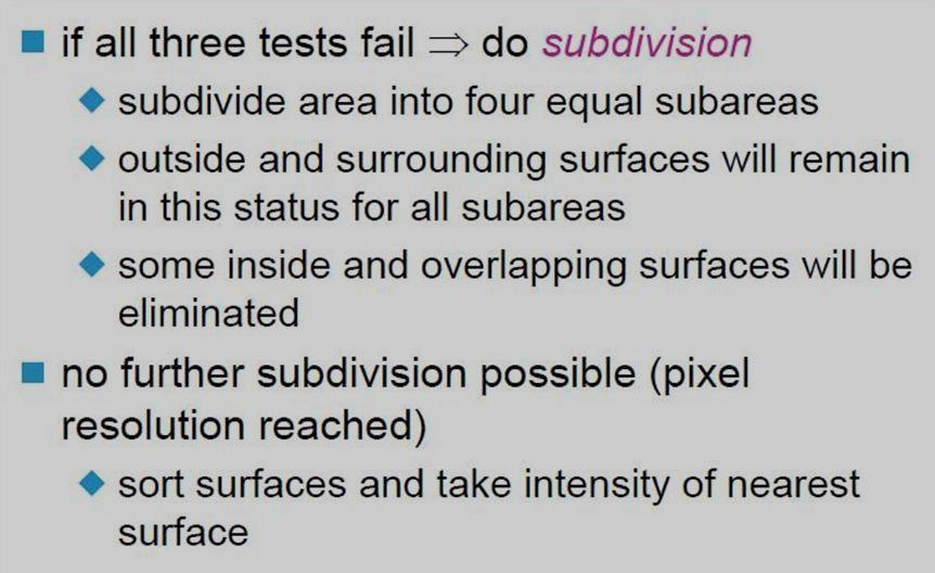 The tests for determining surface visibility within an area can be stated in terms of these four