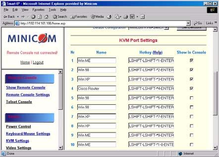 SMART CAT5 SWITCH 16 IP. 27. KVM Port Settings 1. Assign names for each port. 2. Define hotkeys to switch to each port.