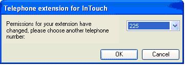 The user must select the primary telephone number for InTouch to use (for telephony services). 1. Click on the drop down arrow and select the number you wish to use for the InTouch client 2.