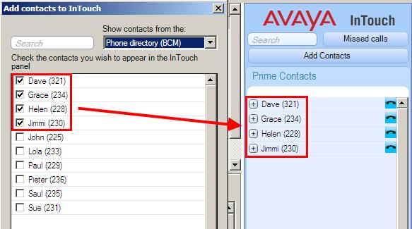 As you tick each contact, your client window