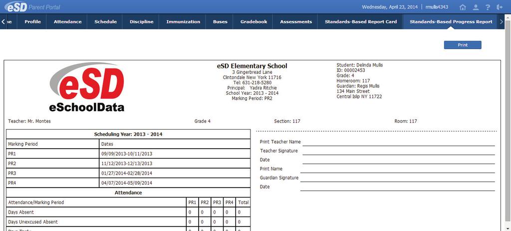 Standards-Based Report Cards will be published to the Portal at the school district s discretion.