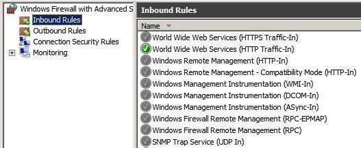 Windows 2008 R2 Firewall Settings Windows 2008 automatically creates several default firewall rules for both inbound and outbound traffic.