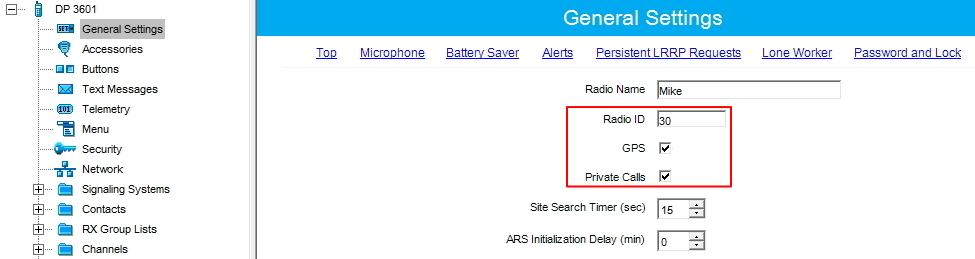 25 MOTOTRBO Radio Programming 1. In the General Settings tab set the Radio ID.