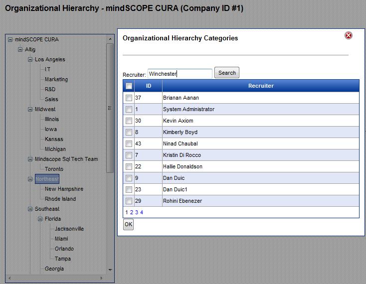 Administrator Manual Page 147 2. A new window will pop up on the screen displaying all recruiters within the database.