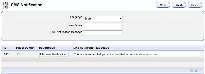 Notification section of the Setup Module. 2.