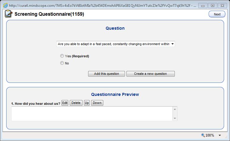 Administrator Manual Page 72 Questionnaire Preview Screen: 11.