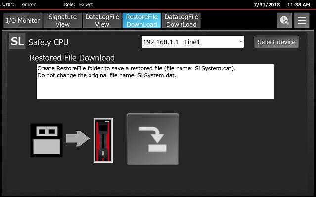 6. Restored File Download screen appears. Press the Download button. 7. Confirmation dialog window is displayed.