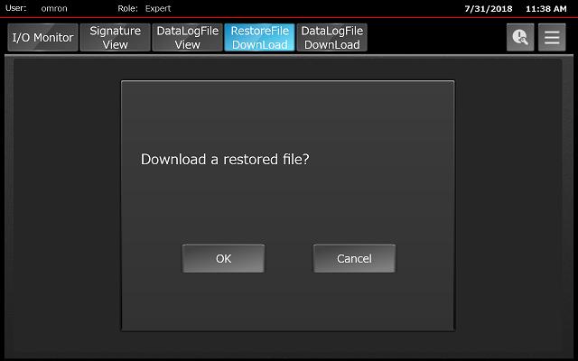 Precoutions for Correct Use If you have logged in before downloading the restored file, the login screen does