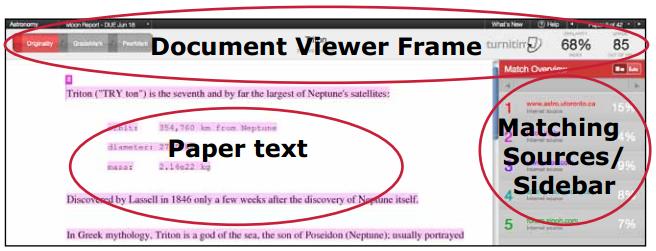 document viewer frame - shows the Similarity Index for the report and the title and author of the paper paper text - the submitted paper s text in its original formatting.