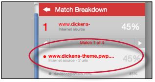To return to the Match Overview mode click on the back arrow next to Match Breakdown at the top of the sidebar.