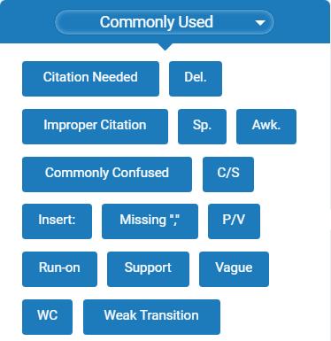Commenting Tools The in-context marking tool allows you to choose between the different marking types that Turnitin has to offer.