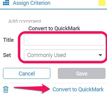 4. Optional: Add text to the QM to clarify any adjustments needed. To add text to a QM click in Add comment area and begin typing.