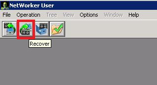 From the NetWorker User GUI, click on the Recover button. 2.