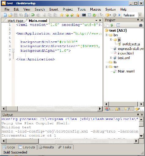 OpenStax-CNX module: m34631 14 FlashDevelop showing the Debug/Release pull-down list. Figure 7: FlashDevelop showing the Debug/Release pull-down list.