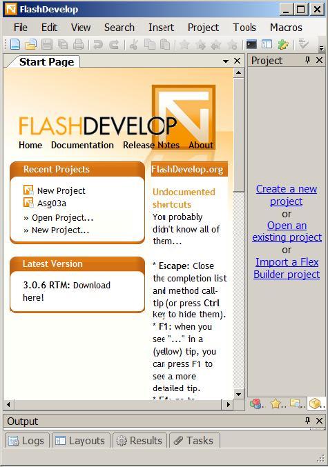 OpenStax-CNX module: m34631 7 The FlashDevelop IDE