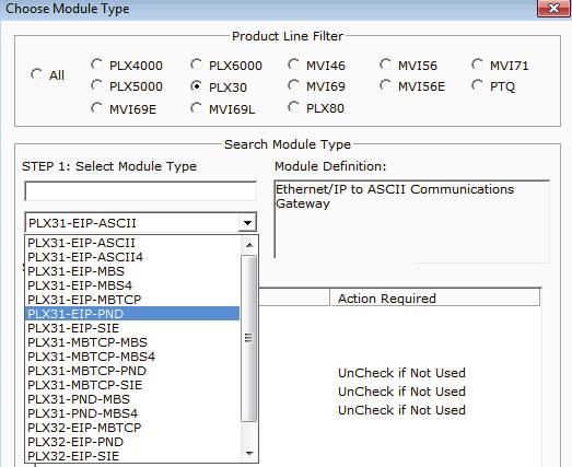 2. Configure the PLX3x EtherNet/IP (EIP) driver to read the Logic Status and Feedback, and write to the Logic Command word and Reference.