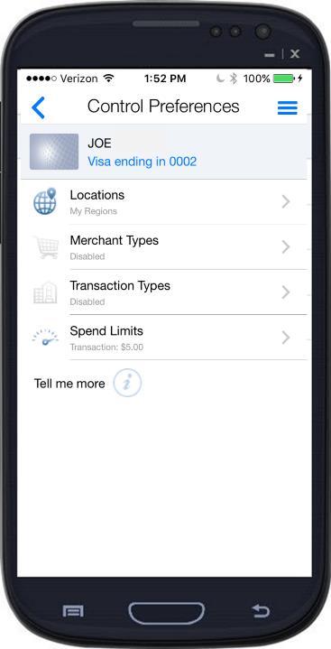 Location Controls settings apply only to in store (card present) transactions.