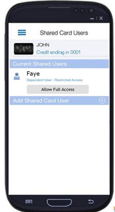 2. Tap Add Shared Card User.