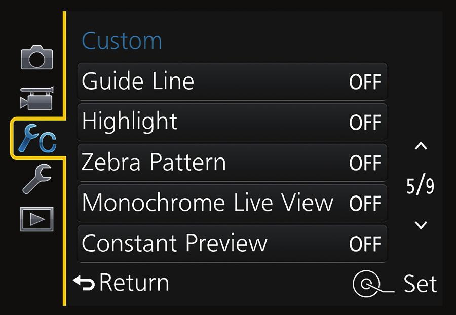 Chapter 7: The Custom Menu and the Setup Menu Figure 7-1. Icon for Custom Menu Highlighted In Chapters 4 and 6 I discussed the many options available to you in the Recording and Playback menu systems.