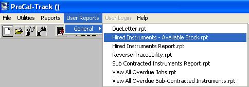 MANAGING HIRED INSTRUMENTS : HIRED STOCK REPORTS ProCal-Track uses several reports to