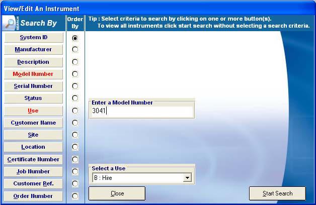 (eg. Model number) : Simply select File -> View / Edit an Instrument and set USE to HIRE.