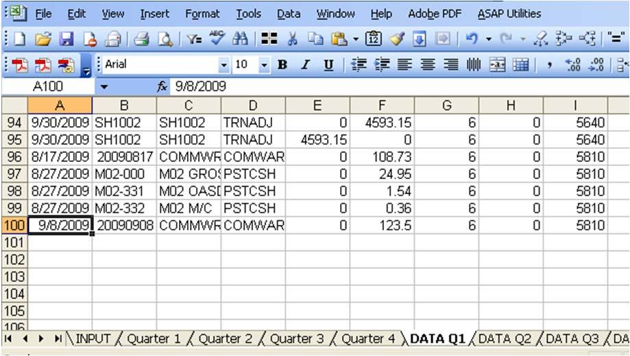 19 ADDING MORE ROWS page - DATA Q# 1 st Go to the last row of data (row 100