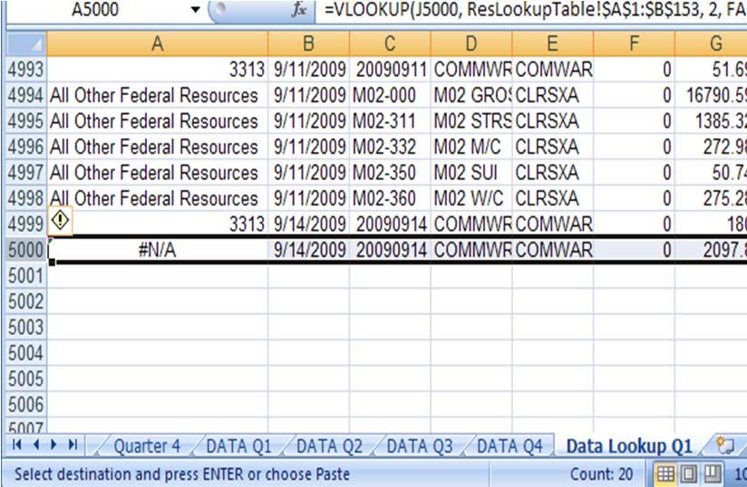 ADDING MORE ROWS page - SUM Q# 1 st Verify that your are on the sheet titled Data Lookup Q#, the # should be