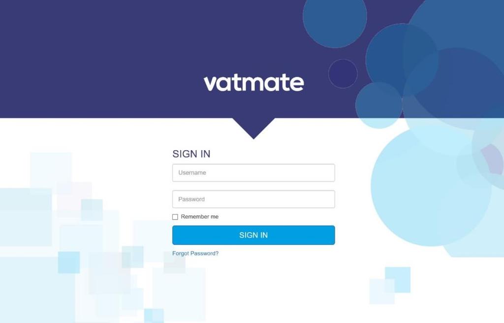 7. [Submit] Clicking this button will set all the security questions and redirect you to the vatmate User Login page. Fig. 2.0 The vatmate Login page is shown in fig. 2.0 Enter the User Name and the Password and click on the [Sign In] button.