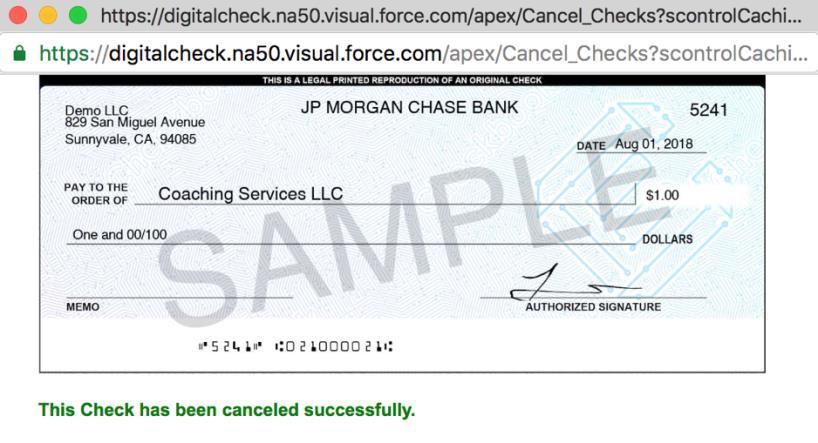 U S E C A S E S Cancel a Check To cancel a check for a Cash Disbursement, go ahead and click on the Cancel Check button from the Cash Disbursement page.