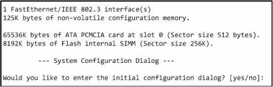 What can be determined about the router from the console output? A. No configuration file was found in NVRAM. B. No configuration file was found in flash. C.