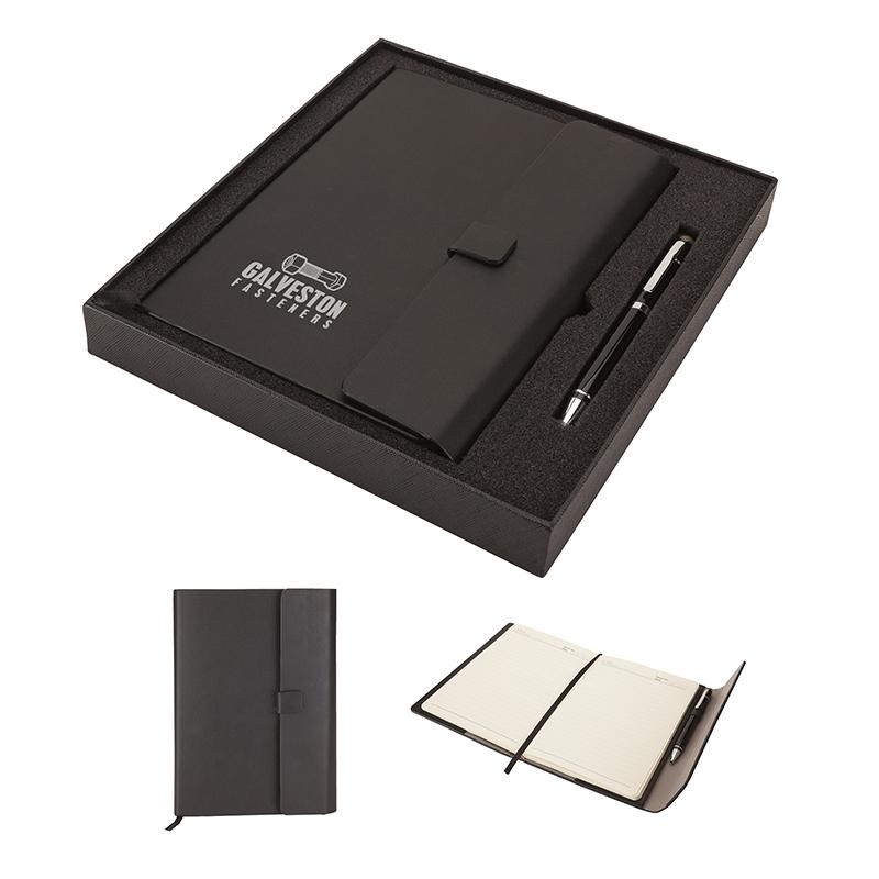 EXECUTIVE DESK Journal Gift Set The Diplomat journal gift set offers a hard-covered junior size journal with 96 lined cream color pages, bookmark ribbon and magnetic closure.