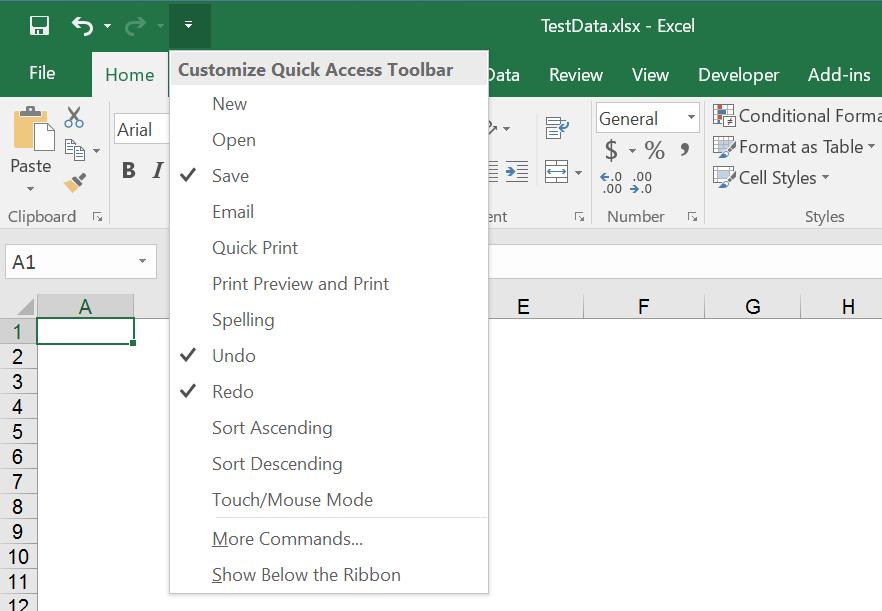 Appendix A. An Alternate Method of Accessing MegaStat Excel has a Quick Access Toolbar (QAT) where you can place buttons for frequently used options.