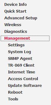 Management There are 9 items within the System section: Settings, System Log, SNMP