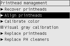 NOTE: You can turn off these automatic printhead alignments from the front panel: select the icon, then Printer configuration > Auto printhead alignment > Off.