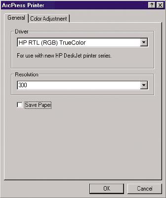 When you are ready to print, select File > Page and Print Setup, select the driver (the driver settings have no effect) and click the OK