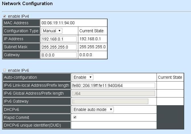Enable IPv4: Check to enable IPv4 on the Managed Switch MAC Address: This view-only field shows the unique and permanent MAC address assigned to the Managed switch.