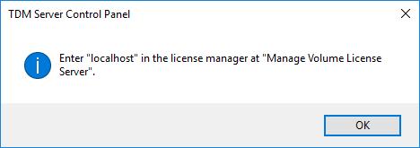 A message box appears indicating that the NI Volume License Manager and the TDM Server are hosted on the same computer. 4. Click OK. The License Manager opens. 5.