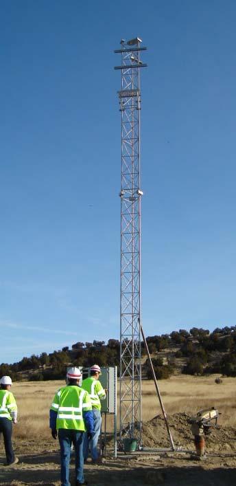 The CACTF tower does not have to be designed to provide cameras access; maintenance access is by bucket truck. The OPA contractor provides and installs all of the required mounting hardware.