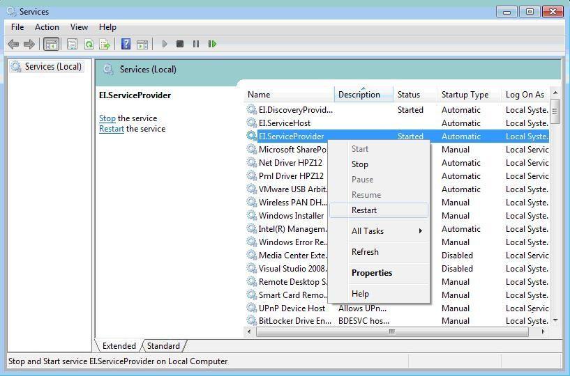 7.3. Restart Service Select Start > Control Panel > System and Security > Administrative Tools >